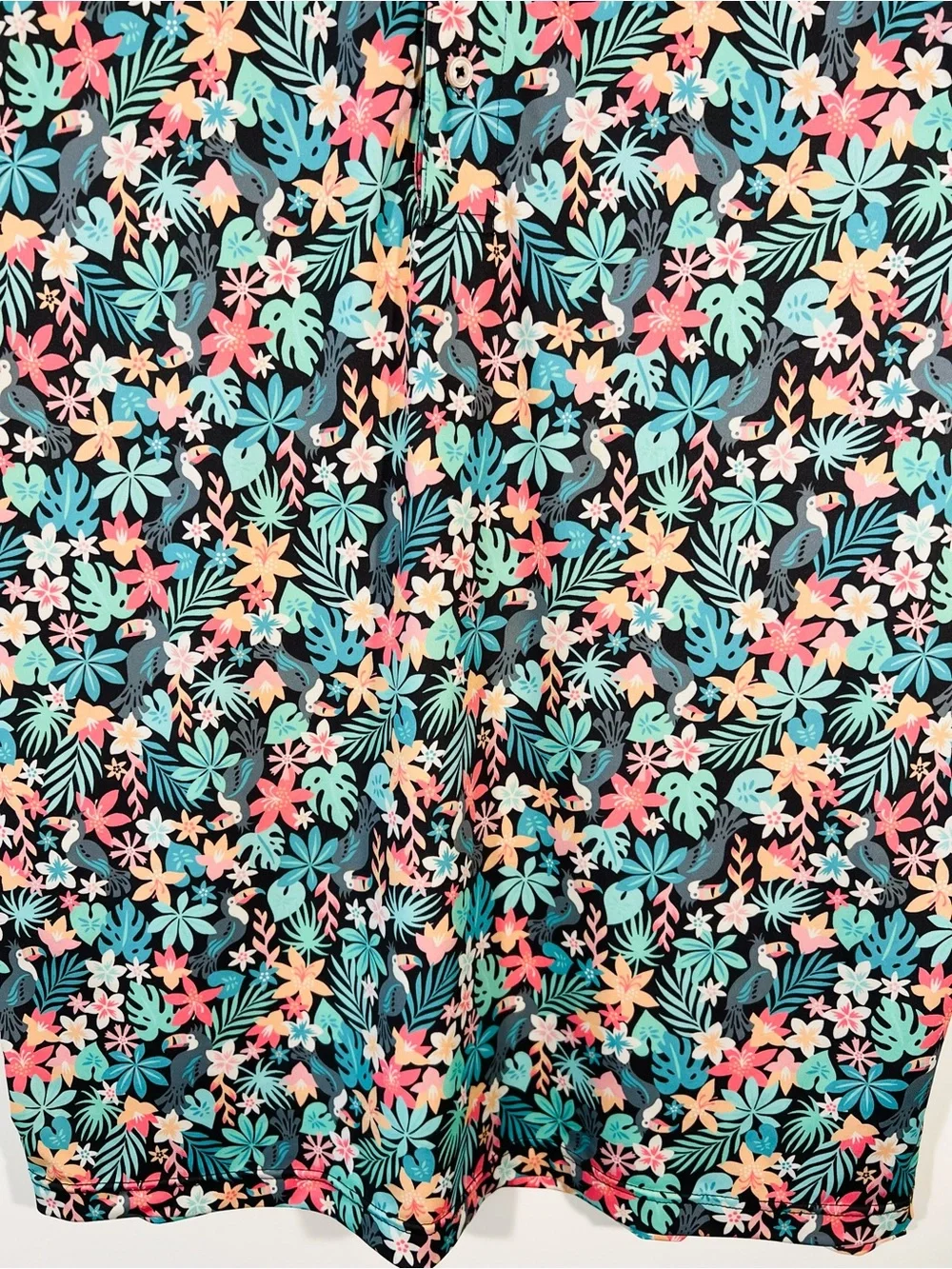 Chubbies Performance Polo Mens The Bloomerang Floral Toucan Tropical Hawaiian L